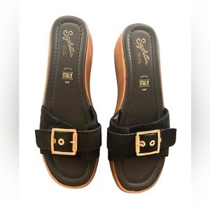 Seychelles Black Suede Slides Size 9 New Without Box
